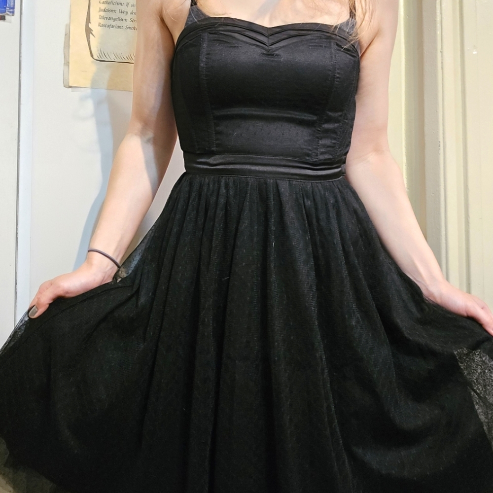 Black polka dot tulle dress